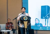 SAMBUTAN-Kepala Kantor Wilayah BPN Provinsi Kepulauan Riau, Bapak Nurus Sholichin, A.Ptnh., M.M, saat sambutan dalam peluncuran Layanan Peralihan Elektronik Tahun 2025. (Foto Ist).