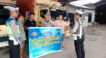 Satlantas Polres Batu Bara Gelar Polisi Menyapa, Sosialisasi Tertib Lalu Lintas Di Kilang Padi Pokun Pare Pare