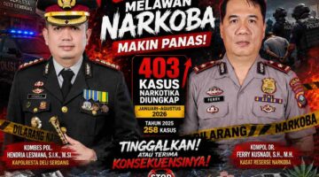 Perang Melawan Narkoba Makin Panas, 403 Kasus Diungkap Polresta Deli Serdang Januari–Agustus 2026