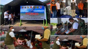 Bantuan Beras untuk Pengungsi Sinabung Disalurkan, Bulog Karo Bagikan Masker