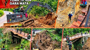 Jembatan Garuda Kuta Pengkih Dibangun, TNI dan Warga Kompak Gotong Royong